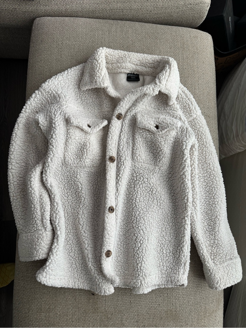 32 Degrees Cream Sherpa Button-Front Jacket